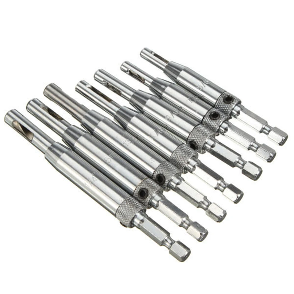7pcs HSS самостоятельно центрирующая дрель биты шарнирное сверло бит двери шкафа 5/64 7/64 9/64 11/64 13/64 1/4 5 мм для столярных работ мебель производитель