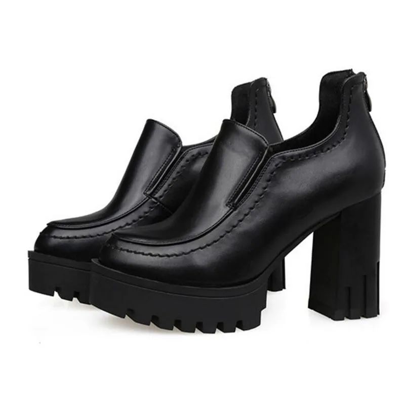 Фото Зимние Ботинки на каблуке, Корейская грубая обувь, водонепроницаемая Тайваньская обувь с круглым носком, оптовая продажа обуви №5