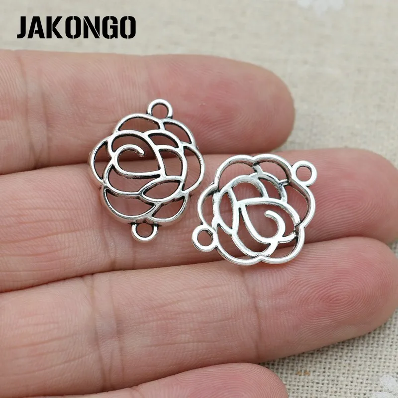 Посеребренная Роза JAKONGO в античном стиле соединители для подвесок фурнитура