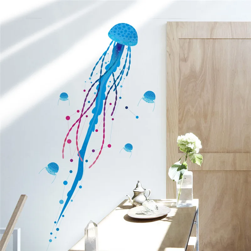 Медузы Осьминог щупальца Наклейка на стену подводный океан ванная комната окно