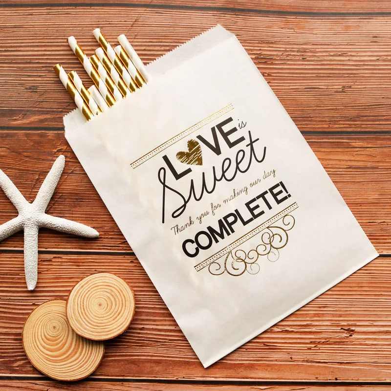 15x21 см Love Is Sweet подарочные бумажные пакеты для свадьбы и дня рождения попкорн