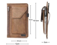 hook loop man belt clip zipper card pouch dual mobile phone leather case for zte hawkeye project csxblade v7 maxv8 proa2 plus