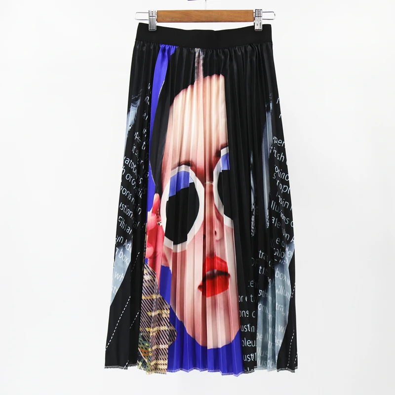 Женская длинная юбка MNOGCC Весенняя плиссированная с рисунком героев из