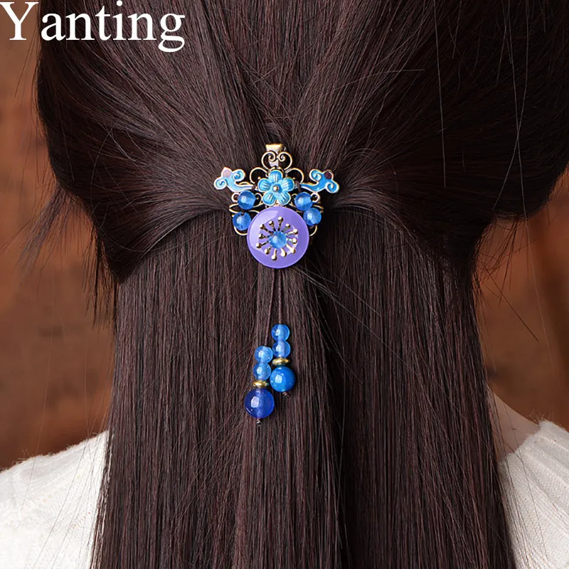 Женская заколка для волос Yanting Cloisonne винтажная Классическая с фиолетовой пряжкой