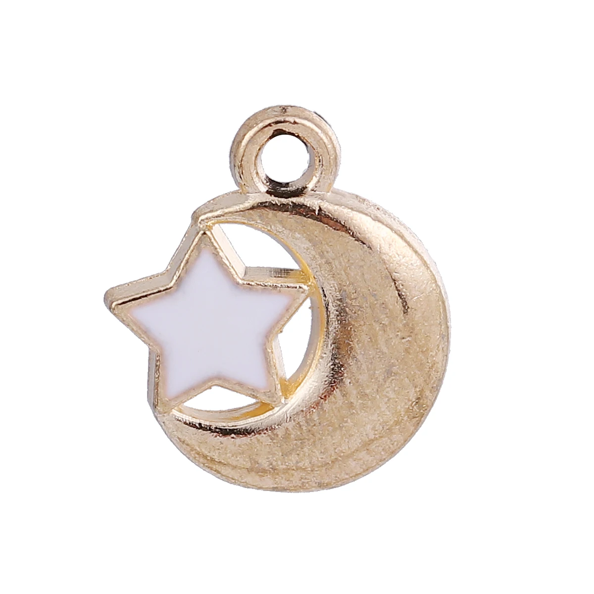 Сплав на основе цинка Galaxy Charms полумесяц золотой цвет белая звезда эмаль 14 мм (4/8