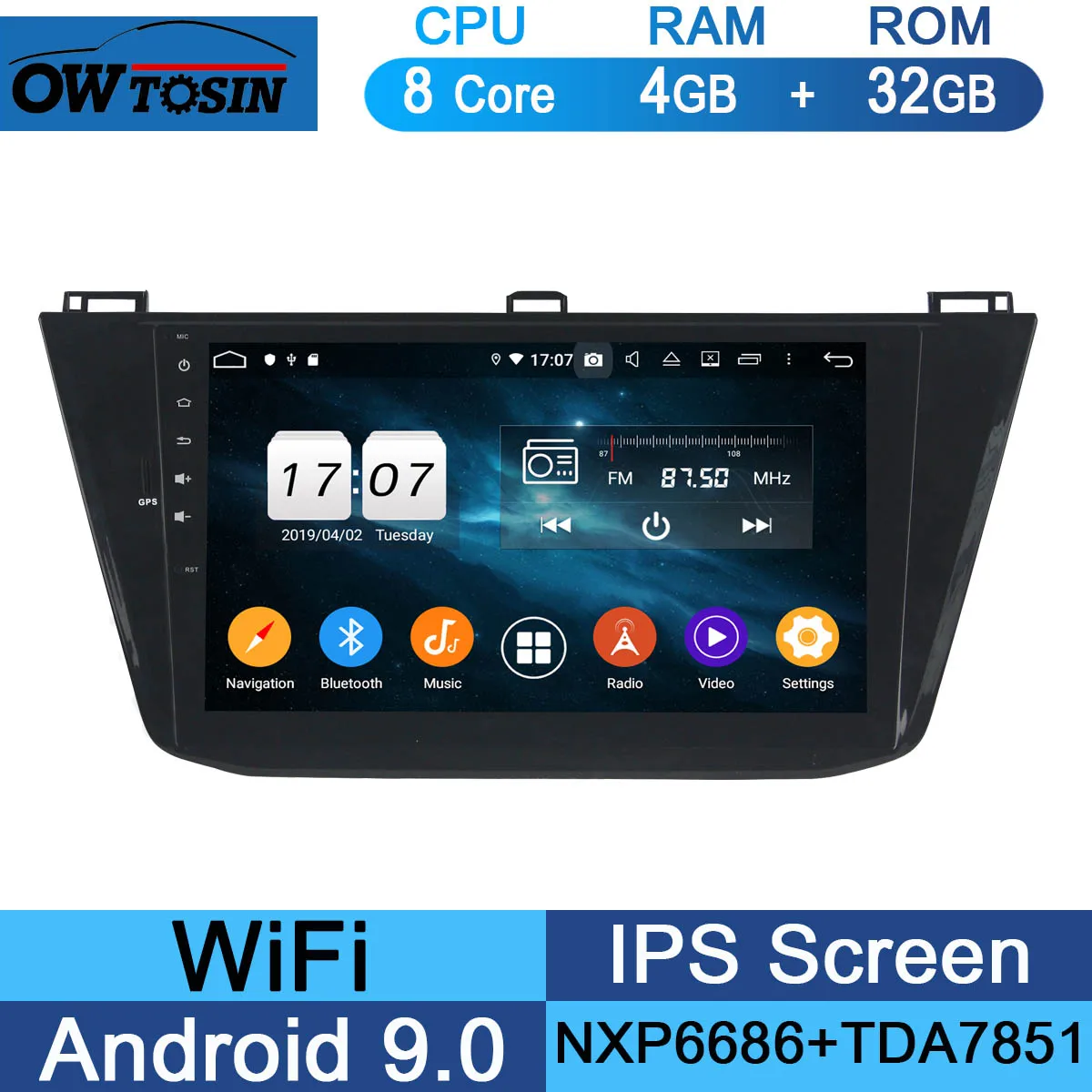 32G 10," ips 8 ядерный 4G+ 64G Android 9,0 автомобильный dvd-плеер для Фольксваген Tiguan L gps навигация радио попугай BT DSP - Цвет: 32G