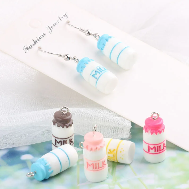 

10pcs Milk Bottle Resin Charms Creative 3D Bottle Pendants Fit DIY Earring Bracelet Finding Jewelry Accessories 10*25mm YZ376