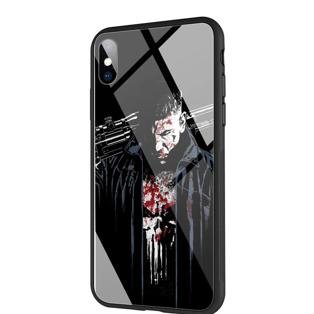 TG6 YIMAOC Marvel Каратель чехол из закаленного стекла для iPhone 11 Pro XS MAX XR X 8 7 6 6S Plus - Цвет: TG6