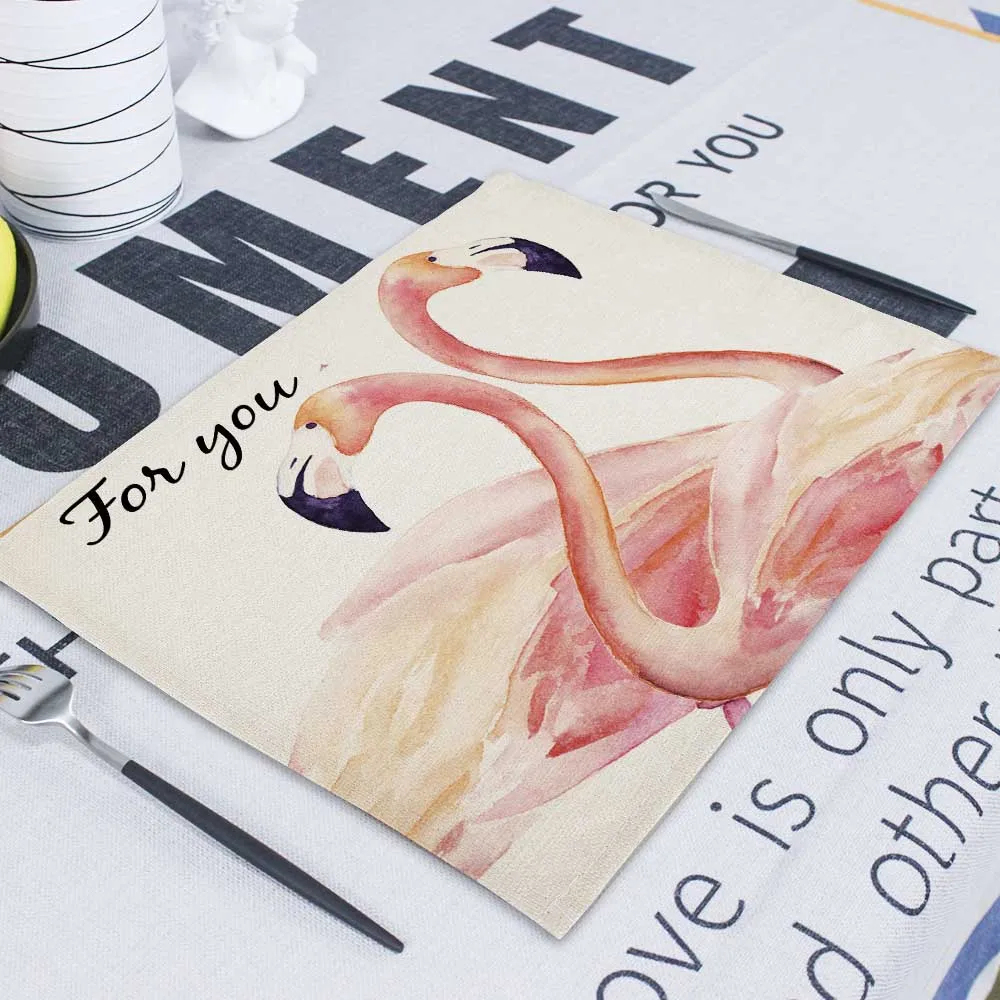 Flamingo Napkin 42X32Cm Linen Tea Towel Rectangle Decorative Paper Napkins Fabric Kitchen Napkins On The Table Mats For Weddings - Цвет: CD8-10