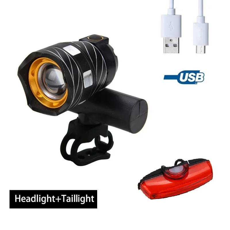 Package C Перезаряжаемые 15000LM XML T6 USB LED Масштабируемые спереди Велосипедные фары лампы фары Встроенный Батарея+фар заднего света - Цвет: Package C