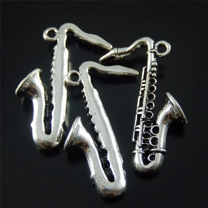 Джули Ван 10 шт. Талисманы сплав Ретро Серебряный Цвет sax Форма ювелирных изделий Подвеска Шарм