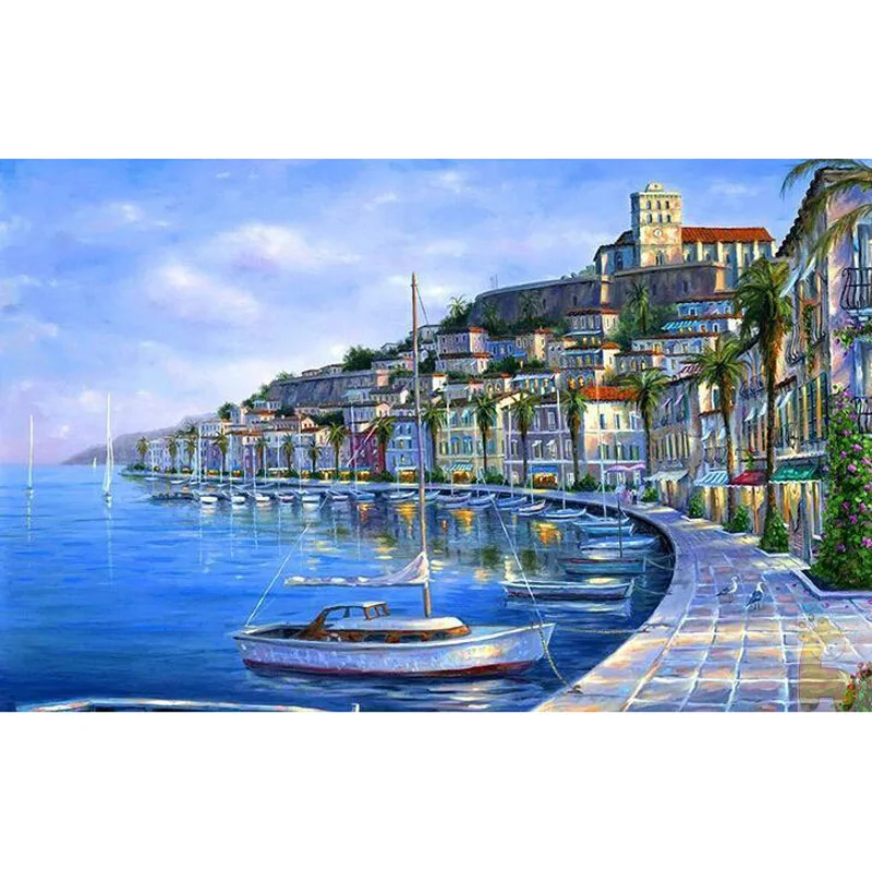 H1843 Алмазная краска алмазная картина полная вышивка harbor Town | Дом и сад