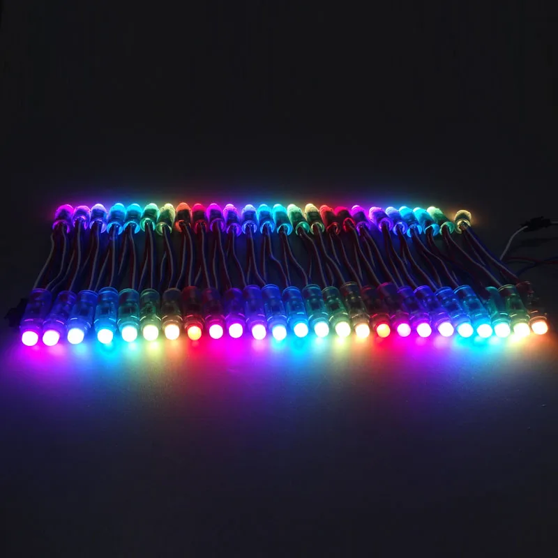 Wholesale 1000PCS Addressable Color 12mm Diffused Digital RGB LED Pixels Lights WS2811 DC5V Waterproof Modules White Wire | Освещение