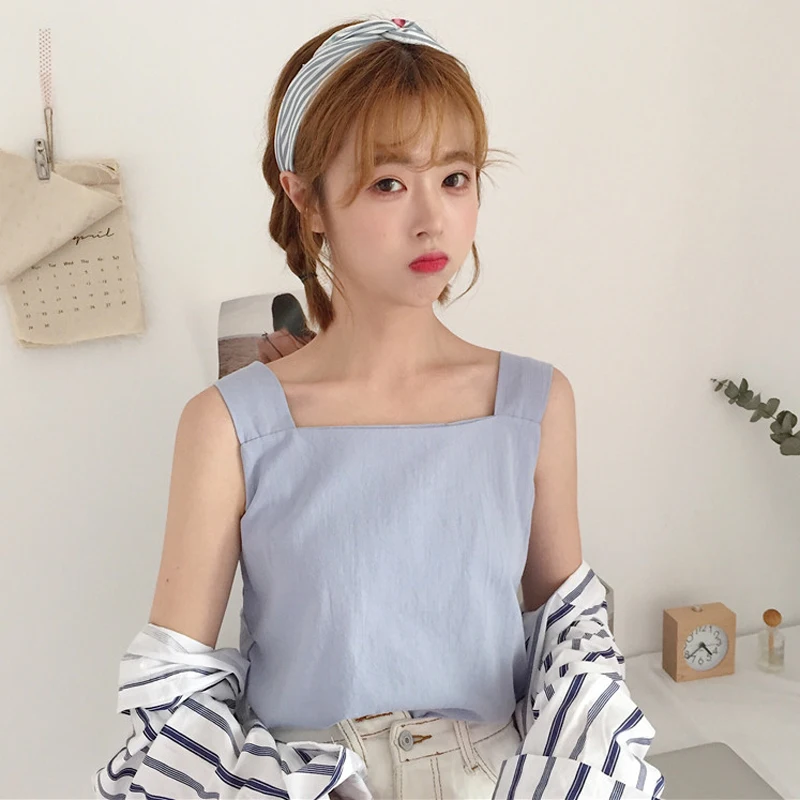 2019 летний женский кроп Топ корейский стиль молодой сексуальный Haut Femme черный