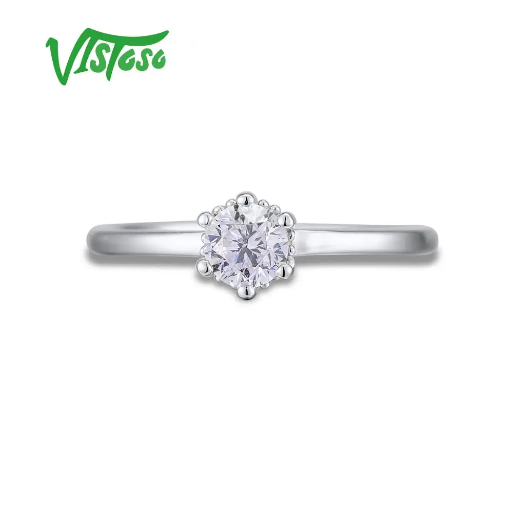 VISTOSO 925 пробы серебряные кольца для женщин сверкающие белые CZ Камни обручальные