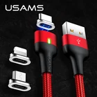 USAMS Магнитный USB кабель для iPhone, Тип C магнитное зарядное устройство микро USB кабель зарядки для Android мобильных телефонов Кабели