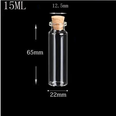 

10pcs 22*65mm Clear Glass Cork Stopper Bottles Jars for DIY Wish Message Sample Perfume Nail Art beads Vials container Xmas gift