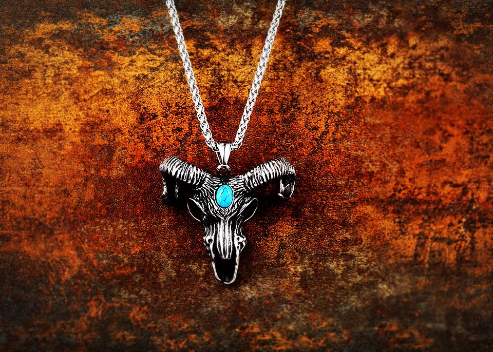 Байер 316L нержавеющая Викинг норвежский Odin голова овцы для мужчин Амулет ожерелье в скандинавском стиле кулон животное ювелирные изделия LP415