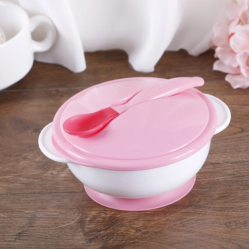 

Temperature Sensing Feeding Spoon Child Tableware Food Bowl Learning Dishes Service Plate/Tray Suction Cup Baby Dinnerware Set