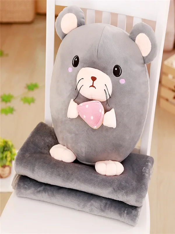 mouse Китай Зодиак плюшевые игрушки мягкие плюшевые Тигр кролик свинья подушка с одеялом мягкие животные мягкие игрушки подарок для детей девочек - Цвет: mouse