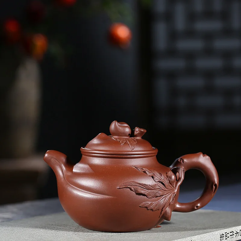 

Yixing Purple Sand Pot Hand-made Raw Mine Bottom Slot Purple Mud Shoutao Pot Health Pot Kungfu Teapot Teaware Gift