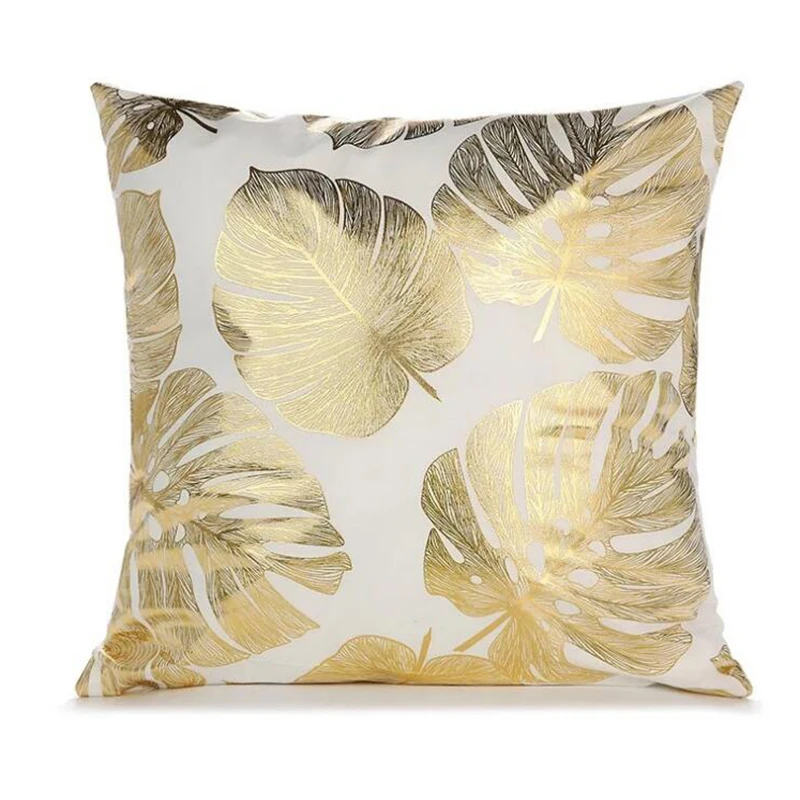 

Gold Sofa Seat Case Car Pillowcase Soft Bed Pillow Case Geometry Pattern Home Chair Sofa Leaf Pillow Cover Cushion Cover