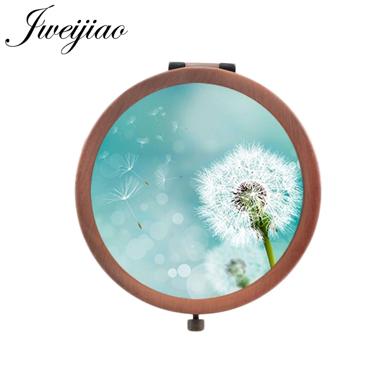 

JWEIJIAO white Dandelion Beauty Health Tools Accessories Mirrors nature plants Mini Vintage Copper Metal pocket mirror DA01