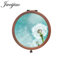 jweijiao white dandelion beauty health tools accessories mirrors nature plants mini vintage copper metal pocket mirror da01