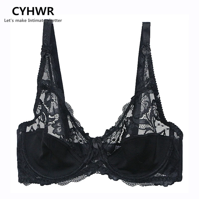 CYHWR, новинка, женское нижнее белье, сексуальное, прозрачное, ультра-тонкое, кружевные бюстгальтеры для больших размеров, регулируемое нижнее белье, чашка D E