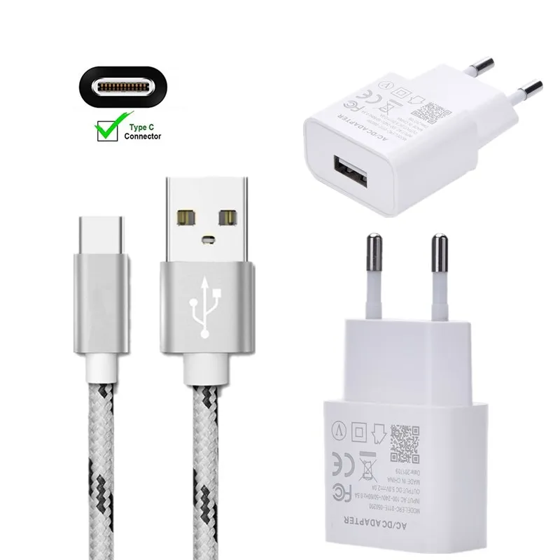 Сетевое зарядное устройство + 1 м USB кабель Type C для передачи данных Huawei Xiaomi Samsung Galaxy
