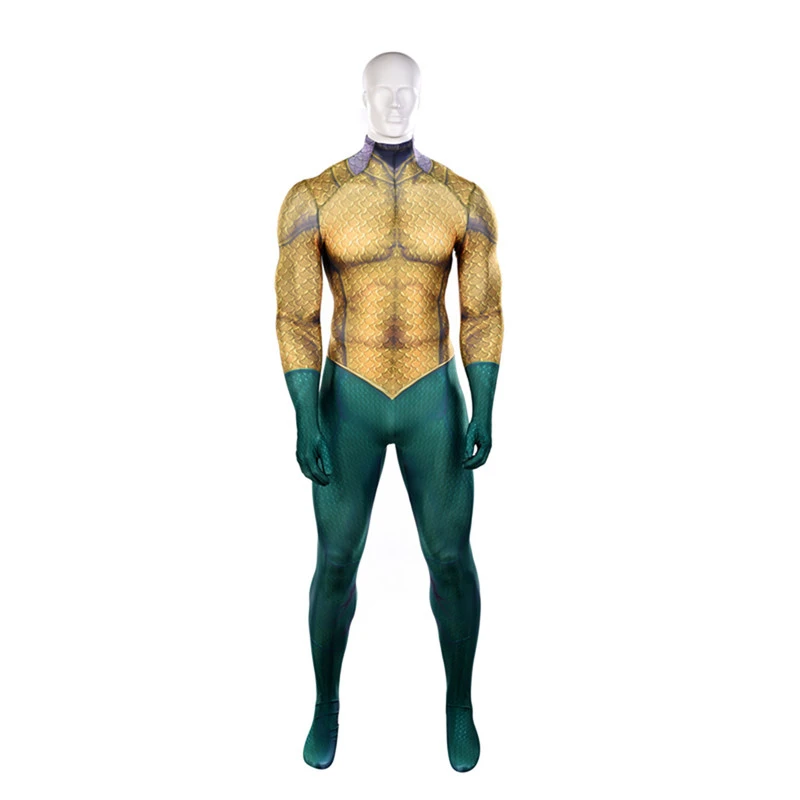 Аниме DC Comic Aquaman Flesh Gold Sea King Косплей зентай костюм Saint Leotard игра шоу реквизит для