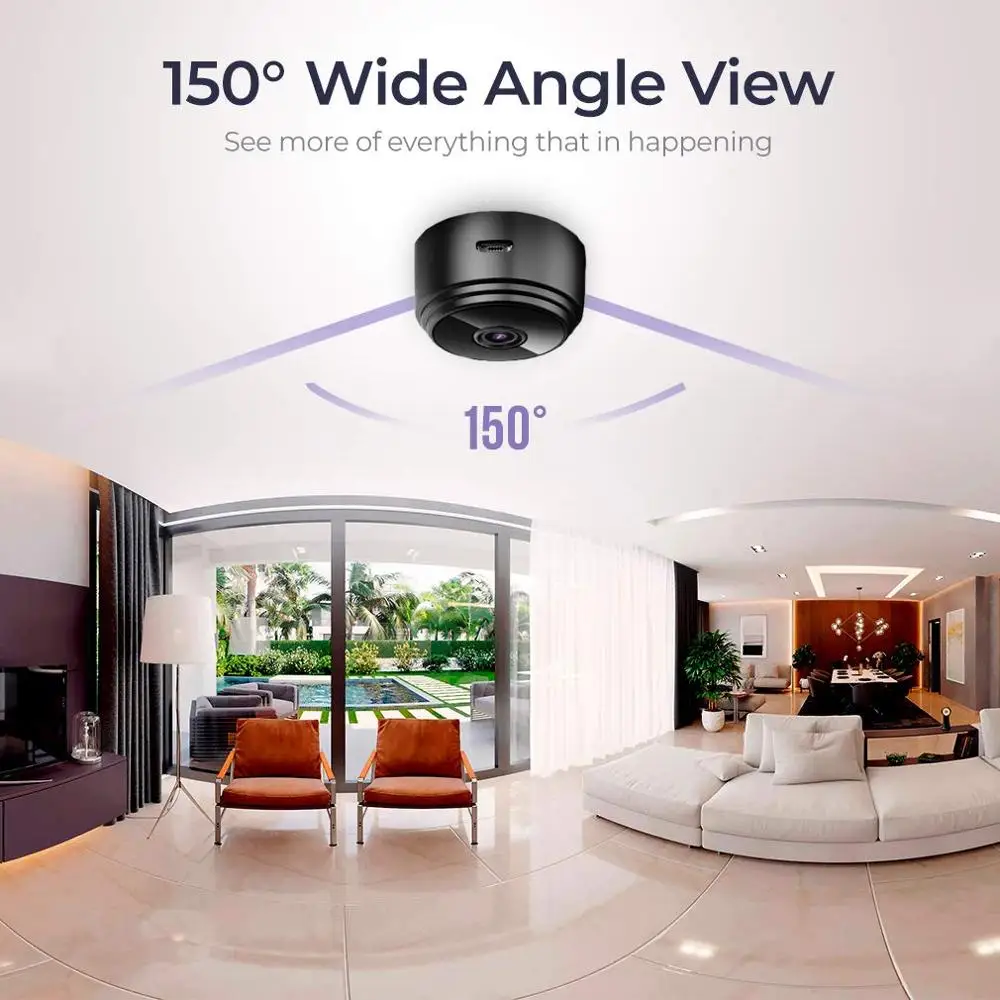 Wi Fi камера 1080P Беспроводная портативная безопасности магнитная маленькая
