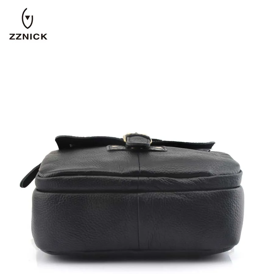 

ZZNICK 2020 Genuine Leather Men Bag Shoulder Strap Cowskin Casual Business Messenger Bag For Male Black Brown Bags 0081*