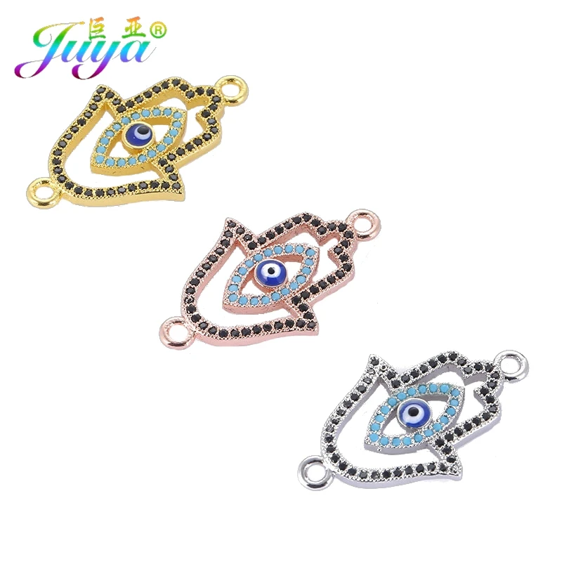 Juya DIY аксессуары для ювелирных изделий, принадлежности для рук Хамса, сглаза, очаровательные соединители для женщин и мужчин, классический турецкий материал для изготовления ювелирных изделий