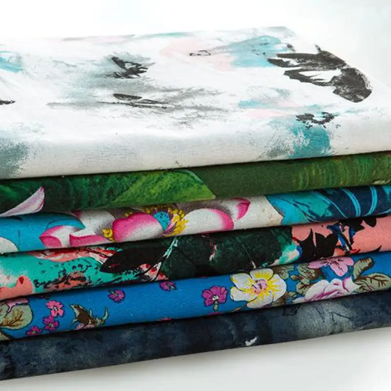1 метр чернильный Дизайн Весна Лето Одежда Платья Хлопок льняная ткань домашний