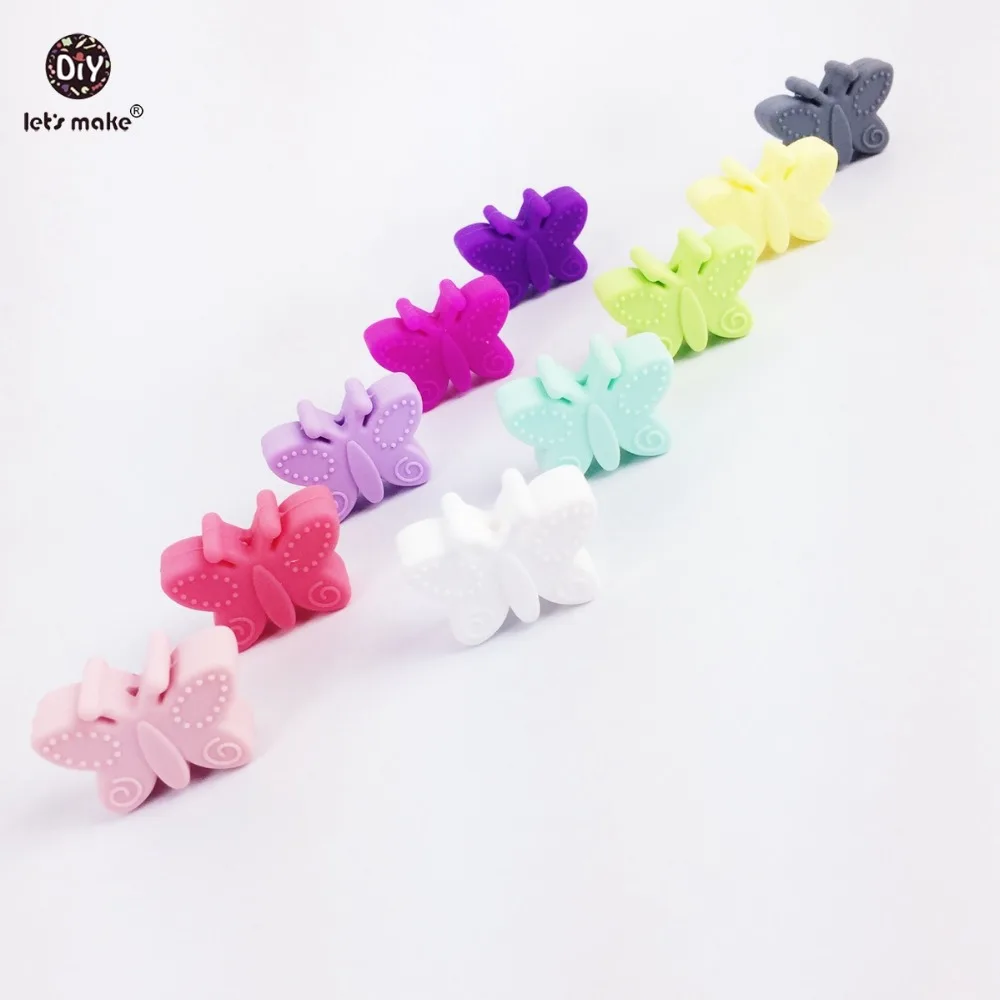 

Let's Make Silicone Butterfly 10pc Small Beads For Teething Holes DIY Beads 3cm Butterfly BPA Free Silicone Beads Baby Teether