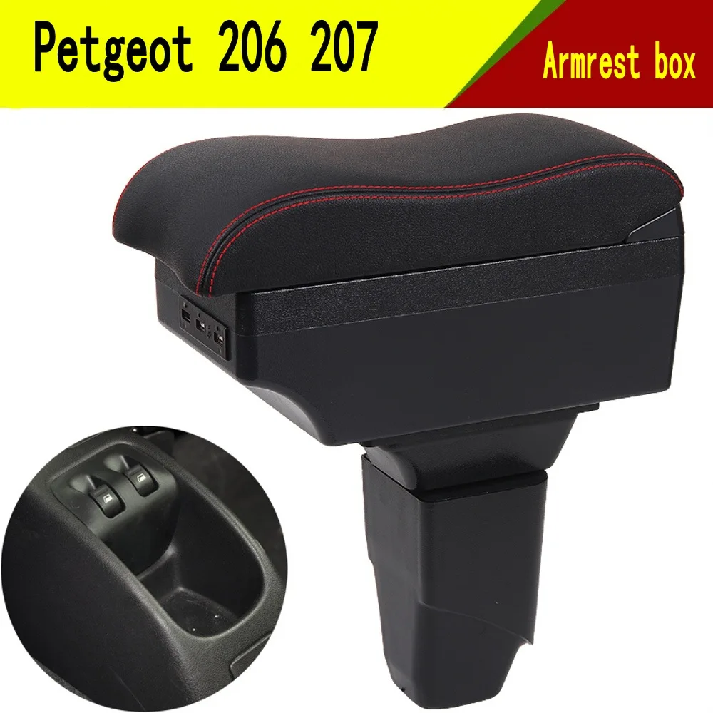 

Автомобильная центральная консоль коробка для хранения для Peugeot 206 206 + 207 компактный кожаный подлокотник Подлокотник подставка для подноса