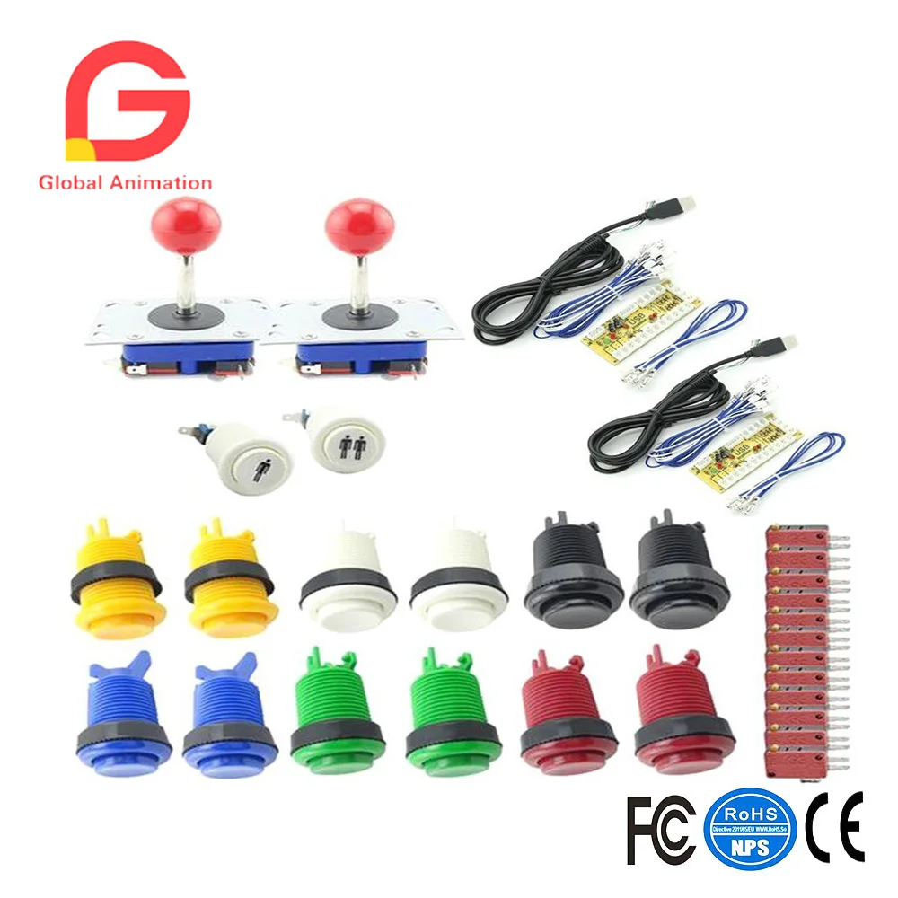 Аркадная кнопка и джойстик DIY KIT для 2 игроков PC PS/3 в 1 к аркадный Joystck интерфейс USB