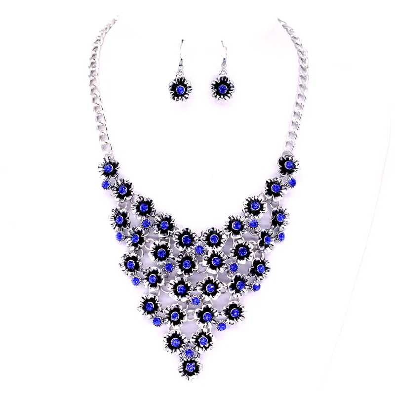 Vintage Flowers Rhinestone Necklaces &amp Pendants Twisted Chain Statement Necklace Women Jewelry collier | Украшения и