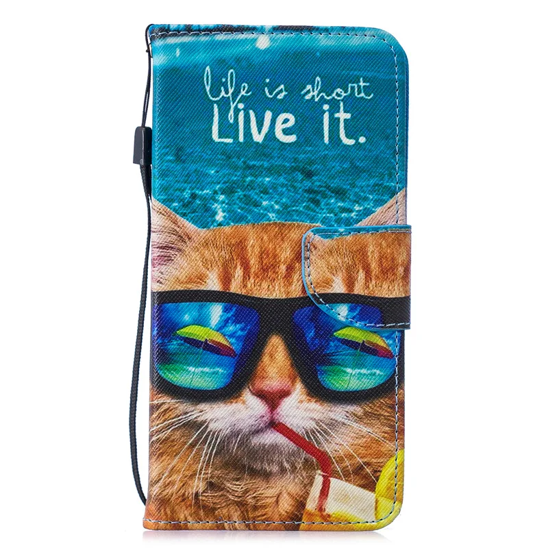 For Huawei P8 Lite 2017 CASE OWLS CAT FLOWERS Painted Wallet Case Card Slot Leather P 10 P20 Cover | Мобильные телефоны и