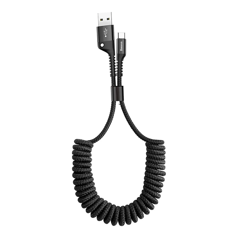 Baseus usb type-C кабель для xiaomi mi 9 mi 8 a2 для автомобильного стайлинга хранения мобильного телефона 2A зарядный кабель type-C для samsung S9 S8 - Цвет: Черный