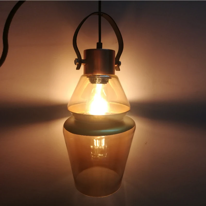 Современный промышленный стеклянный подвесной светильник E27 LED для гостиной