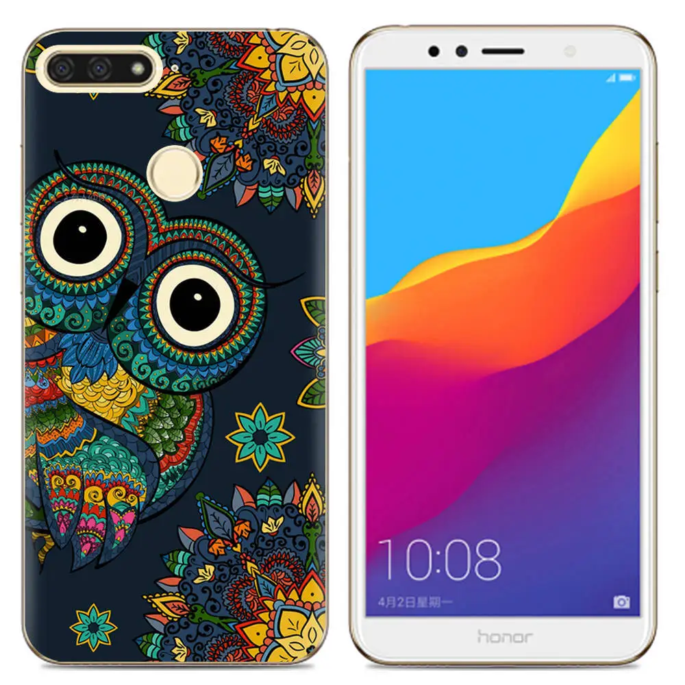 For Huawei Honor 7A Pro Case Soft Silicone TPU Transparent Printing Phone Back Protective Cover |