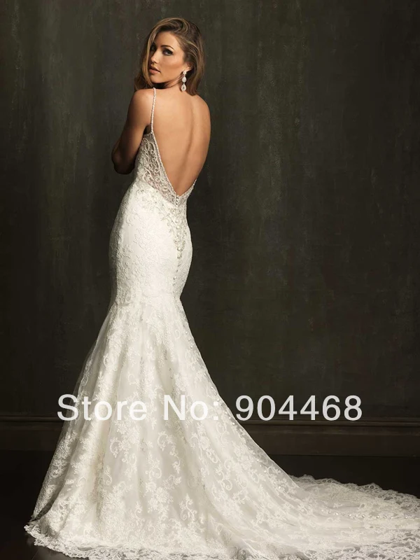 2015 Brand New A-line white/Ivory satin lace beaded sashes dresses wedding gown |