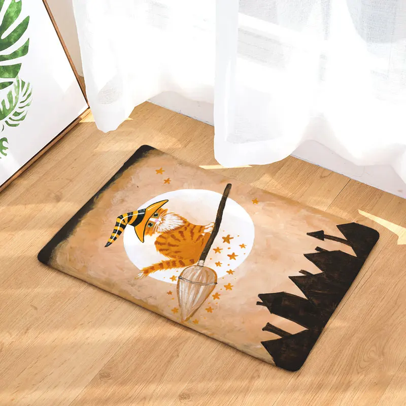 Monily Противоскользящий водонепроницаемый коврик Хэллоуин мультфильм милый Кот