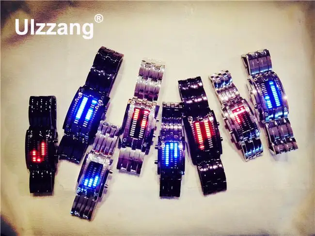 Модные цифровые наручные часы унисекс из нержавеющей стали с подсветкой