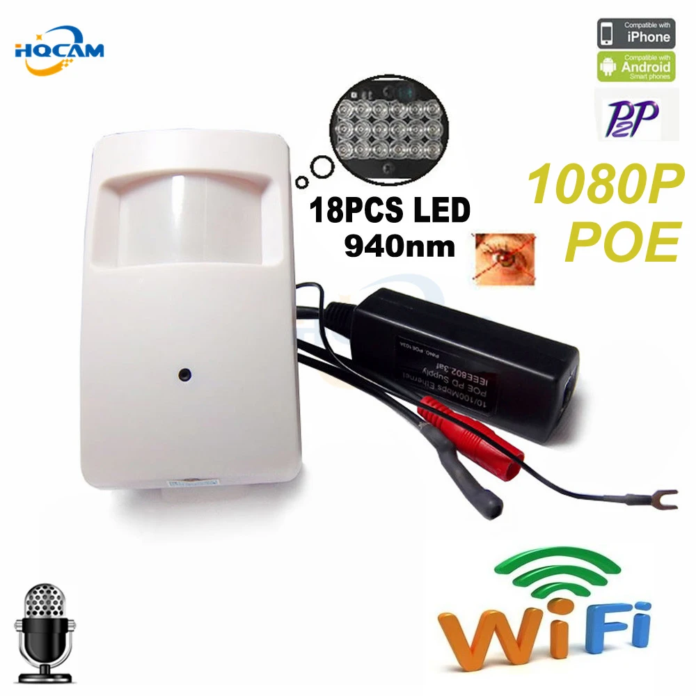 HQCAM Беспроводная камера ночного видения 1080P 18 шт. 940nm невидимая Led Onvif P2P Мини ИК Ip