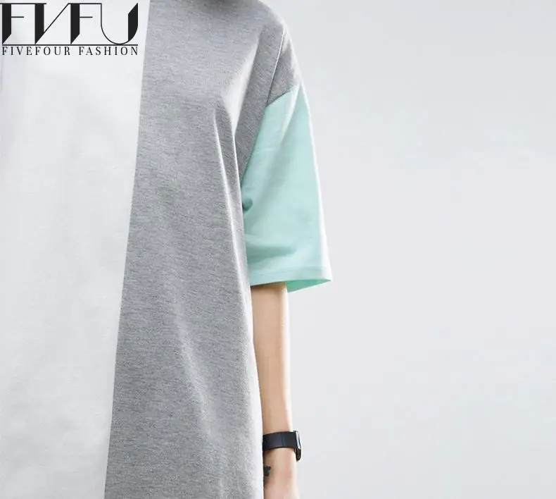 New Fashion 2018 Dress Women Summer Cute Color Block Shirt Girls Patchwork Short Sleeve Loose Casual Plus Size | Женская одежда