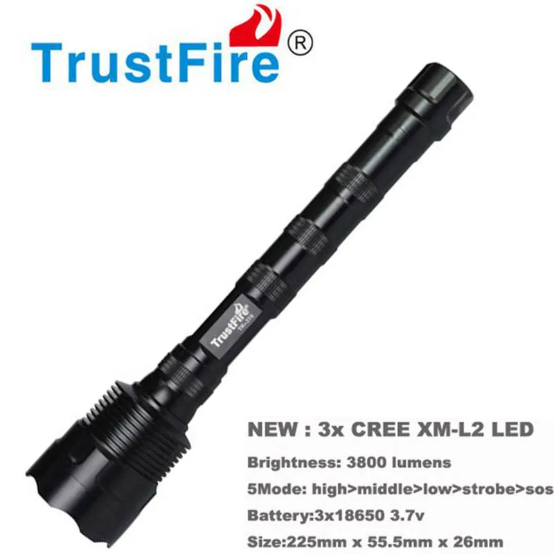 Trustfire 3* XML L2 18650 фонарик 3* L2 3800 LM 5 Режим светодио дный водонепроницаемый факел лампы можно использовать 2x18650/3x18650 свет лампы