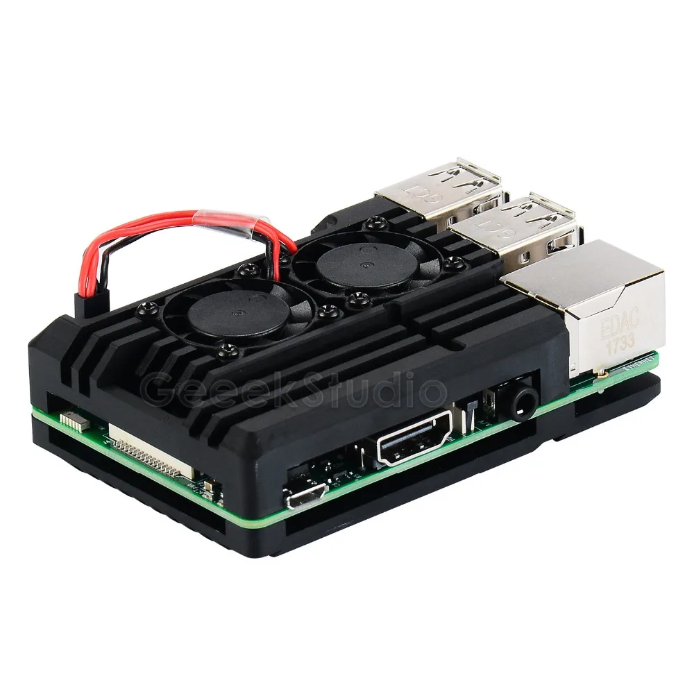 Новинка! Raspberry CNC алюминиевый сплав Броня чехол с охлаждающим радиатором двойной вентилятор для Raspberry Pi 3 Model B/Pi 3 B+(плюс